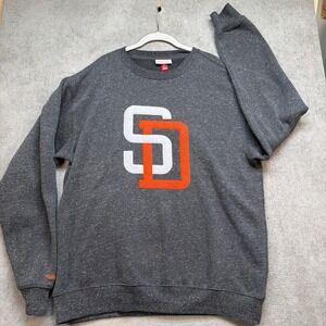 San Diego Padres Mitchell & Ness Crewneck Sweatshirt Gray SD Logo MLB Mens Large